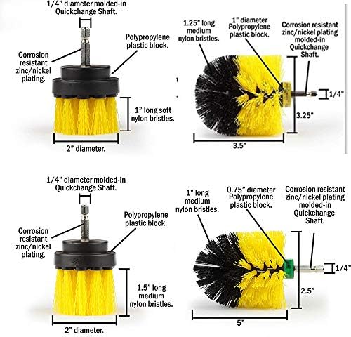 5 Pieces Different Size Cleaning Supplies Drill Brush Attachment Kit with 6 Inch Extender Power Scrubber/Toilet Brush/Bathroom Shower Cleaner/Grout Cleaner/Scrub Brush/Tub and Floor Scrubber