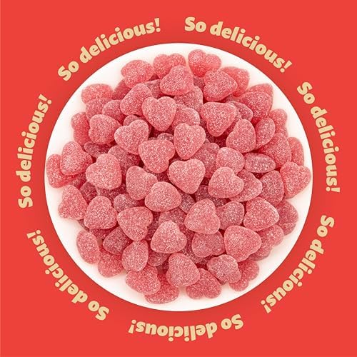 Cherry Jelly Hearts | 1-Pound Bag | Sour Candy | Dye Free Candy Hearts | Classic Gelatin Free Cherry Treats for Gifting, Buffets, Snacking & Dessert Topping