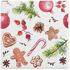PAW Paper Napkin – 3 Ply (33 x 33 cm) I Pack of 20 Paper Napkins with Christmas, Winter, Stars and Sweets, Table Decoration, Ideal for Christmas (Homemade Sweets)