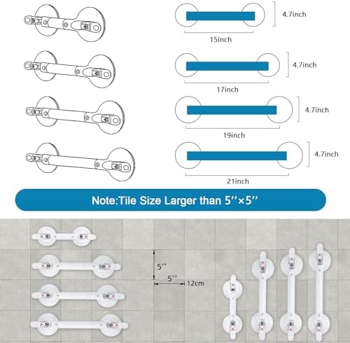 15inch Suction Shower Grab Bar, Portable Shower Handle Bar Suction Grip Bar Bathtub Handle with Strong Hold Suction Cup Fitting and Rapid Release for Bathroom(Max Capacity :300lb