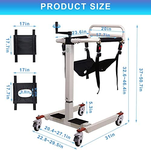 Patient Lift Transfer Chair, Patient Lift for Home Wheelchair Portable Car Lift Aid Transport Chair, Lightweight Bedside Bathroom Wheelchair for Caregivers Elderly Living (Basic Backrest)