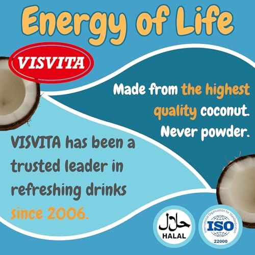 VISVITA Coconut Milk Drink with Nata De Coco, Original | Refreshing Coconut Taste, High Fiber | Plant-Based, Non-GMO & Allergen-Free, 9.8 oz (12 Pack) (Same Exact Product, Just Different Packaging)