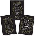Canopy Street Christmas Pines Typography Cards / 24 Holiday Cards With White Envelopes / 5'' x 7'' Winter Greeting Cards / 3 Festive Designs With Inside Verses/Made In The USA