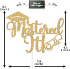 Mastered it Cake Topper, Happy Master's Degree/You Did It, Congrats Grad Graduate, Master Graduation Party Decorations Supplies, Gold Glitter