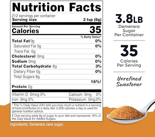 Nutricost Pantry Unrefined Demerara Sugar (4 Pound Bottle) :: Great for Baking, Cooking, Tea, Coffee, Etc. | Raw Cane Demerara Sugar with Zero Additives