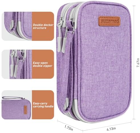 suzamed Insulin Cooler Travel Case, Double Layer Medicine Kit Diabetes Travel Case, Portable Medicine Organizer with 2Pack 150g Ice Pack TSA Approved for Insulin Pens Diabetic Supplies (Purple)