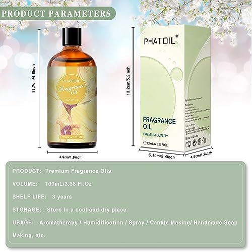 PHATOIL 3.38FL.OZ Black Orchid Fragrance Oils for Aromatherapy, Essential Oils for Diffusers for Home, Perfect for Diffuser, DIY Candle and Soap Making, DIY Scented Products - 100ml
