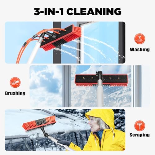 26 Feet Reach Solar Panel Cleaning Brush & Pole Water Fed Pole Kit,Suitable for Solar Photovoltaic Panel Cleanin, High Windows Cleaning and Cleaning Cars Trucks Vans Caravans Windows