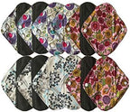 MUMBABY 12 pcs 8inch Pantyliner Charcoal Bamboo Mama Cloth/Menstrual Pads/Reusable Sanitary Pads