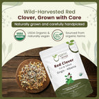 Organic Way Red Clover Flower Cut & Sifted (Trifolium Pratense) Herbal Tea | European Wild-Harvest | Organic & Kosher Certified | USDA Certified | Origin - Albania (1/4LBS / 4Oz)