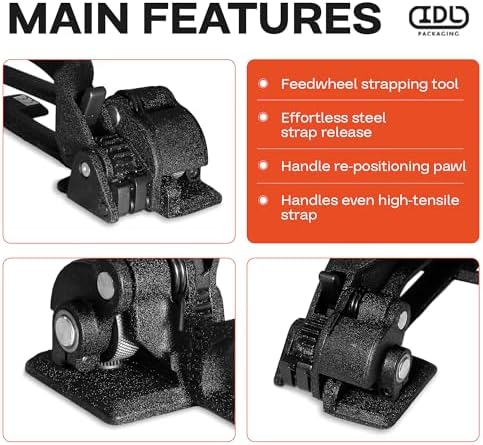IDL Packaging S-290 Heavy Duty Popular High Tensile Feed-Wheel Tensioner for 3/8" to 3/4" Steel Strapping