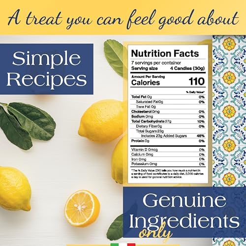 Perle di Sole Italian Lemon Drops Hard Candy Individually Wrapped (7.05 oz) Made with Essential Oils of Amalfi Coast P.G.I. Lemon - Italian Imported Gifts From Italy