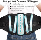 TIMTAKBO 11inch Height Back Brace for Lower Back Pain Relief,9X Power Back Support Brace for Men, Women with Removable Ergonomic Bionic Vertebra Plate, for Herniated Disc, Sciatica, Scoliosis（Small）