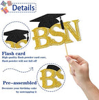 BSN Graduation Cake Topper - Congrats BSN RN Cake Supplies - Nurse Gard Graduation Party Decorations - Gold Glitter