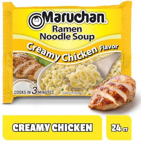 Maruchan Ramen Creamy Chicken, Instant Ramen Noodles, Ready to Eat Meals, 3 Oz, 24 Count