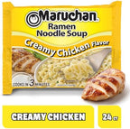 Maruchan Ramen Creamy Chicken, Instant Ramen Noodles, Ready to Eat Meals, 3 Oz, 24 Count