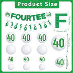 Gameza 40th Birthday Party Decorations, 14PCS Golf Birthday Banner Hanging Swirls Decoration Women Men, Glitter Fourtee Theme Bday Party Decor Supplies