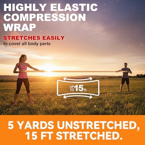 FRESINIDER Elastic Bandage Wrap, 3" x 4 Pack – Latex Free Cotton Compression Bandage with Hook & Loop Closure at Both Ends, Reusable Wrap for Sports, Medical, and Injury Recovery
