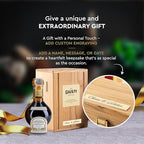 Giusti Custom-Engraved Traditional Aged Balsamic Vinegar of Modena DOP - 25 Years, Extravecchio Aceto Balsamico with Wooden Box & Personalized Golden Plate -Made in Italy Gift Set - 3.4 fl oz (100 ml)