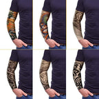 Geyoga 12 Pcs Tattoo Sleeves Fake Arm Sleeves Cover Realistic Soft Elasticity UV Protection for Men Women Working