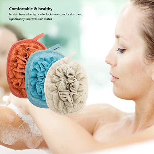 3 Pack Body Sponge Brushes Pouf Mesh Brush Shower Glove with Flower Bath Ball
