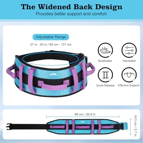 supregear Gait Belt - Anti-Slip Transfer Belt for Seniors, Nursing Safety Patient Assist with 7 Handles - Elderly, Bariatric, Handicap, Physical Therapy - PT Gate Strap Quick-Release Buckle