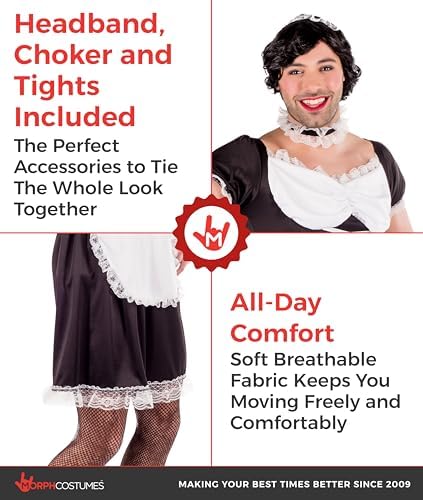 Fun Shack Maid Outfit for Men, Male Uniform, French Maid Costume, Party Dress Up