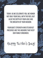 Wooden Happy Fathers Day Card - | Made From Real Bamboo | 5" X 7" - 1 Pack | Laser Cut Fishing Themed Father's Day Card For Husband, Son, Dad, Grandpa, Brother, Uncle etc.