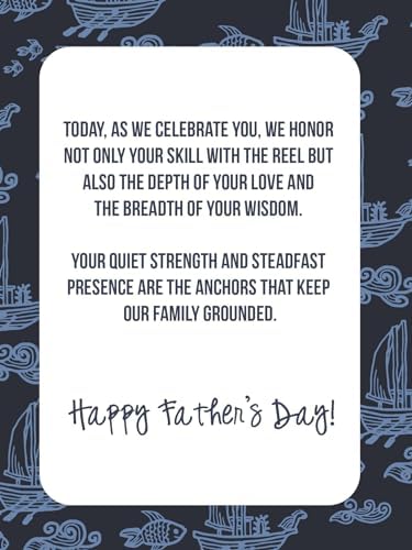 Wooden Happy Fathers Day Card - | Made From Real Bamboo | 5" X 7" - 1 Pack | Laser Cut Fishing Themed Father's Day Card For Husband, Son, Dad, Grandpa, Brother, Uncle etc.