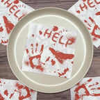 20 Pieces Bloody Napkins Red HELP Paper Napkins disposable Dinner Napkins for Halloween Get-together DIY Parties Horror Theme Birthday Halloween Party Decor