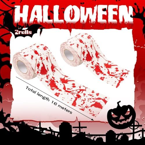 3 Rolls Halloween Bloodstain Toilet Paper Horror Bloodstain Pattern Toilet Paper Halloween Scary Bloody Paper for Spooky Haunted House Party Decoration