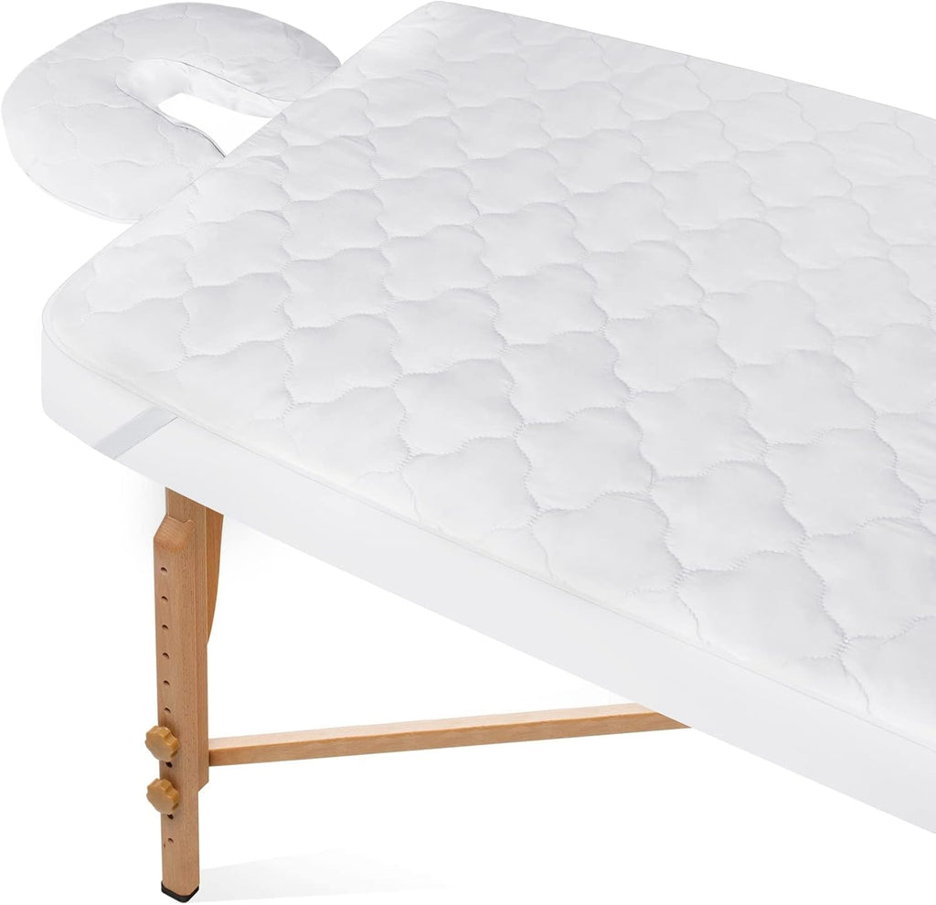 2-Piece Waterproof Massage Table Sheet Set, Extra Soft, Cushy, for Massage Tables, Includes Massage Fitted Sheet and Face Rest Cover, White
