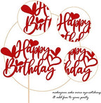 1 Pack Love Heart Happy Birthday Cake Topper Red Glitter Sweet Love Valentine's Day Cake Picks Decorations for Valentine's Day Theme Baby Shower Kids Birthday Party Supplies