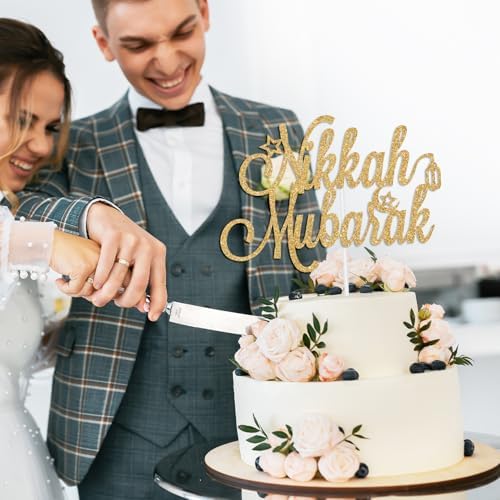 Nikkah Mubarak Cake Topper, Eid Mubarak, Urdu Nikkah, Glittery Desi Wedding/Engagement/Dulhan/Shaadi Party Decorations