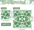 Pack of 50, Tropical Jungle Leaf Napkins, Green Monstera Palm Leaf Design Disposable Paper Napkins for Hawaiian Luau Party, Safari Birthday, Beach Wedding, Summer Party Supplies, 13x13 Inches Unfolded