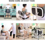 GeRRiT Patient Lift Transfer Chair for Home,180° Split Seat for Elderly,W/Potty,4 in 1 Height Adjustable Patient Transfer Chair for Seniors Elderly Handicapped,Bathroom Wheelchair (Black)