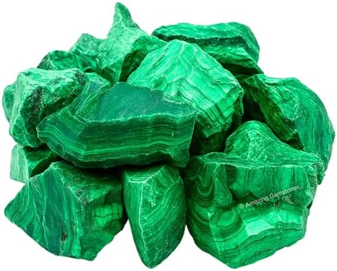 Amazing Gemstone Malachite Raw Crystals and Healing Stones, Natural Rocks for Tumbling and DIY Raw Stones and Crystals (1 Piece)