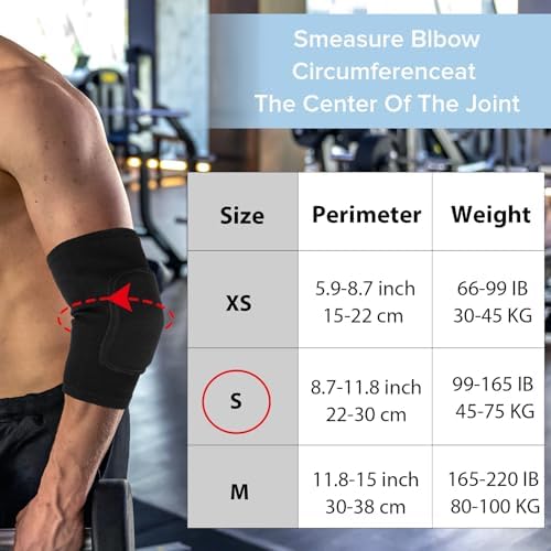 Sibba Compression Elbow Pads Arm Brace Support Fitness Arm Knee Protector Volleyball Basketball Breathable Elbow Wraps for Kids, Men and Women (Full Black, S)