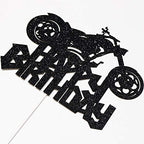 Happy Birthday Cake Topper Black Flash Motorcycle Party Decoration Birthday Party Cake Decoration
