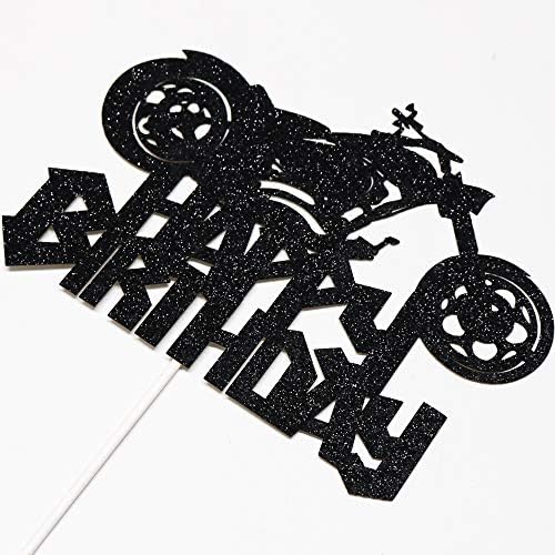 Happy Birthday Cake Topper Black Flash Motorcycle Party Decoration Birthday Party Cake Decoration
