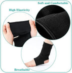 Geyoga 2 Pairs Muay Thai Ankle Support Compression Ankle Sleeve Boxing Foot Braces for Men Breathable Women Foot Wraps Support for Martial Arts Kickboxing Gym Running, L Size(Black)