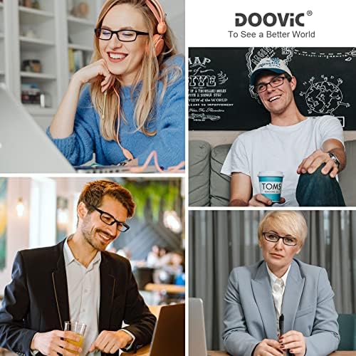 DOOViC Blue Light Blocking Reading Glasses 4 Pack Stylish Classic Style Quality Computer Readers for Men Women 2.25