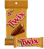 Arilon packs ofTWIX, Caramel Cookie Chocolate Candy Bar, Full Size Bar, 50g per bar (4 full size bars)