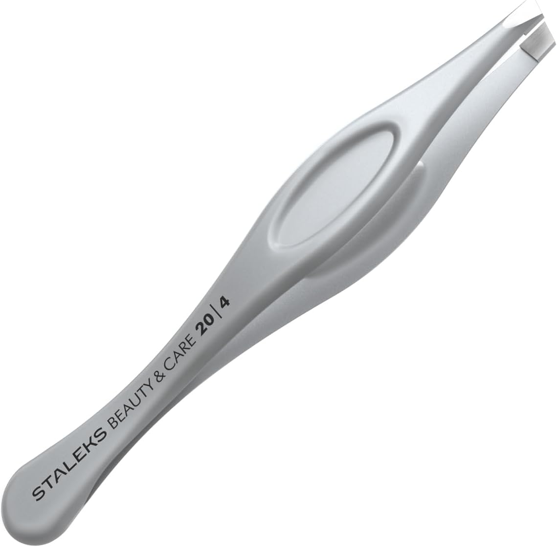 STALEKS BEAUTY & CARE 20 Type 4 Eyebrow Tweezers – Narrow Beveled Stainless Steel with Ergonomic Handles for Fine Brows & Home Use