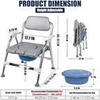 Bedside Commode for Seniors- Adjustable Height Adults Potty Chair with Arms, Elderly with Arms and Back Commode Chair, Pregnant Women & Post-Surgery - Supports 360 lbs (PU Soft Seat)
