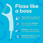 Plackers Twin Line Dental Floss Picks, Dual-Line Tuffloss, Easy Storage, Cool Mint Flavor, 300 Count