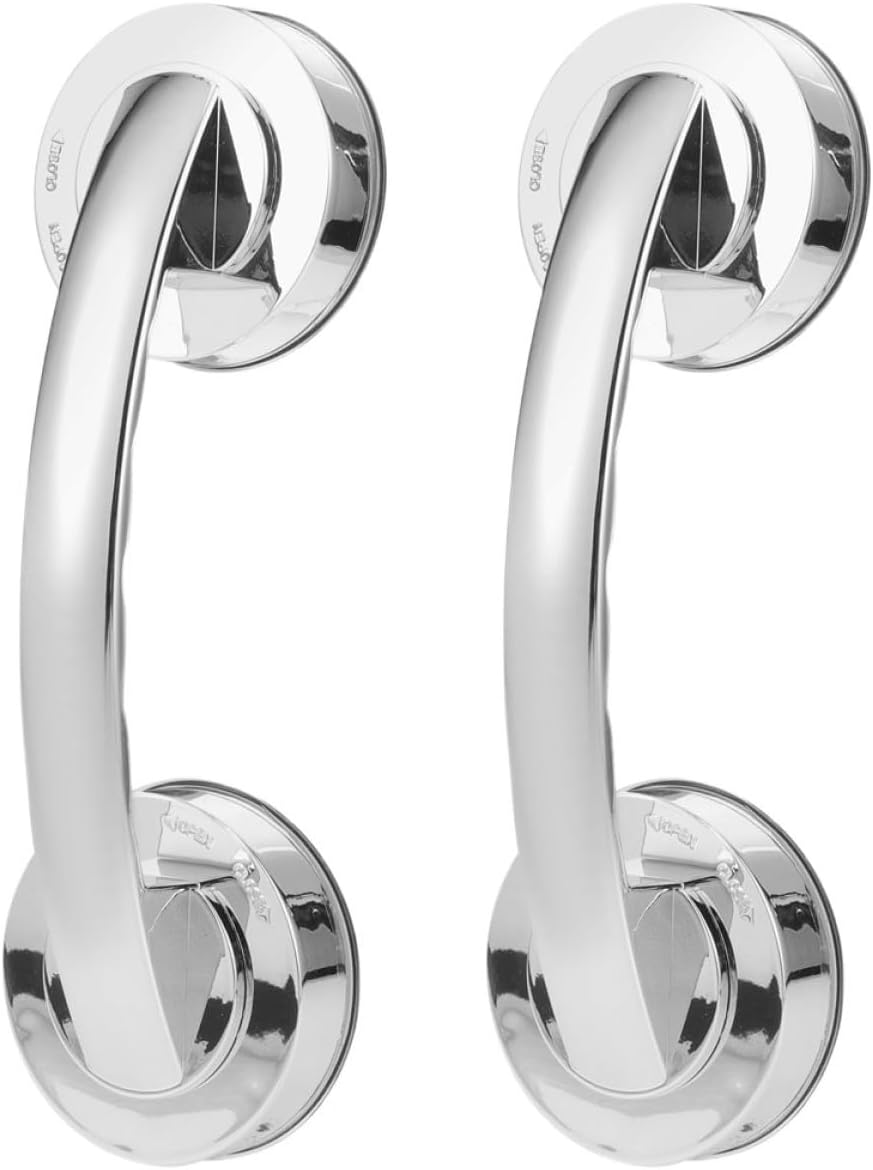 STAHAD 2pcs Strong Adhesive Stainless Steel Suction Cup Handles for Shower Safety – Heavy-Duty Removable Grab Bars with Thickened Suckers, Portable Handrails for Seniors and Bathroom Use