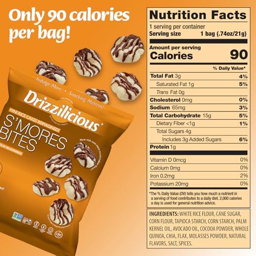 Drizzilicious Mini Rice Cakes Variety Pack - Rice Crisps, Healthy Snack for Adults and Kids, Flavored Rice Cakes, Vegan, Gluten Free, Allergen Free, Only 90 Calories Per Bag - .74 oz (Pack of 32)