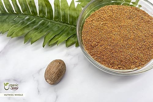 Organic Way Premium Quality Nutmeg Whole (Myristica fragrans) - Healthy Digestion | Organic & Kosher Certified | Non GMO & Gluten Free | USDA Certified | Origin - India (1 LBS / 16 Oz)