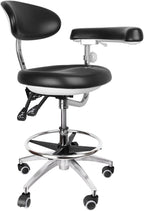 Dental Assistant Chairs, 360 Degree Rotation Armrest Black PU Leather Assistant Stool Chair Height Adjustable Doctor Chair